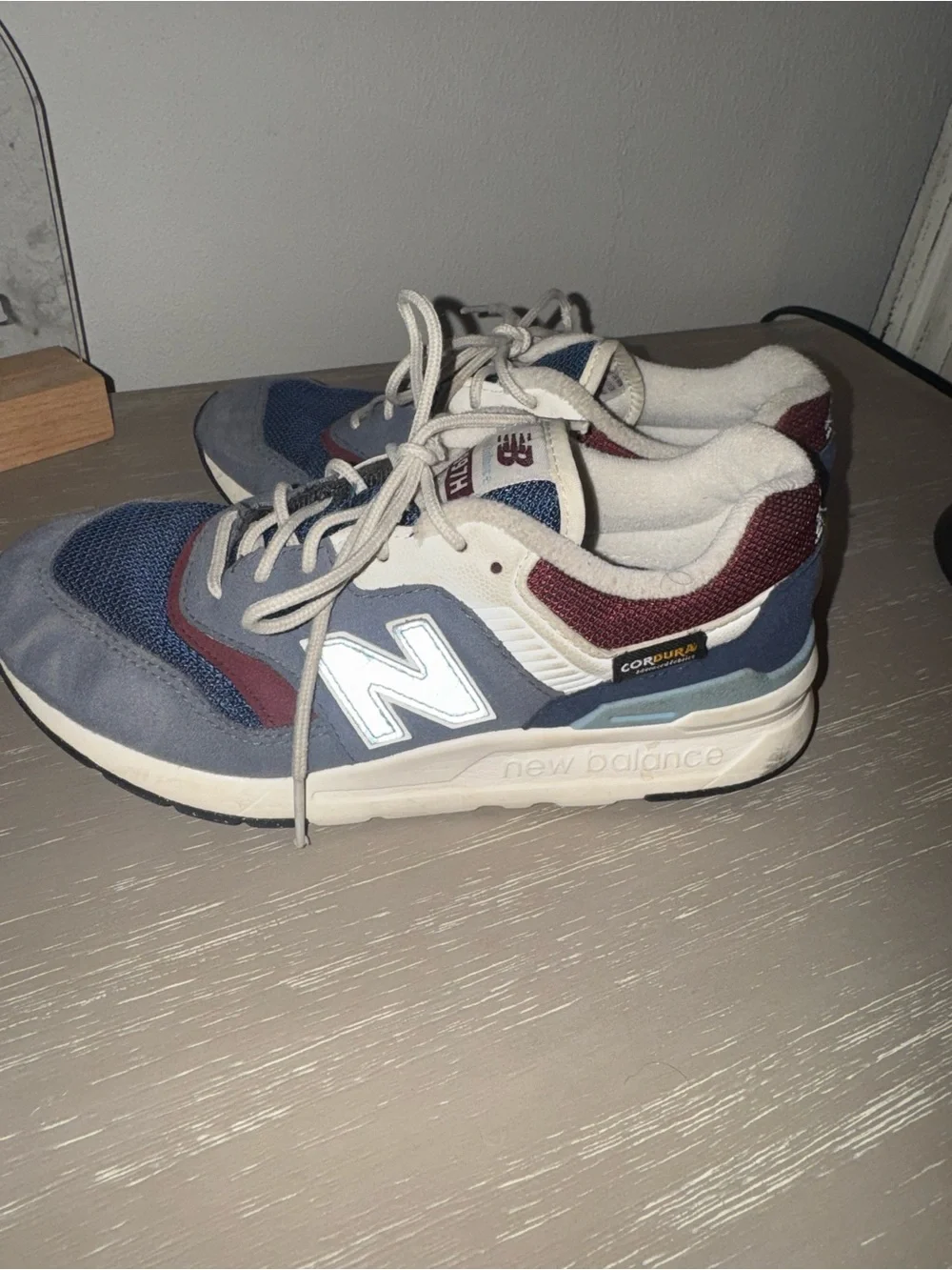 New Balance Kids Navy Gray Burgundy Lace-Up Sneakers